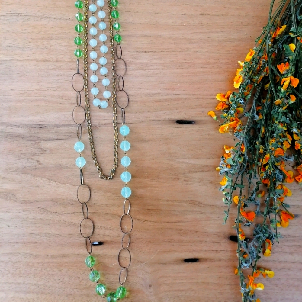 Beautiful Multi Layered Beaded Statement Necklace - image 1